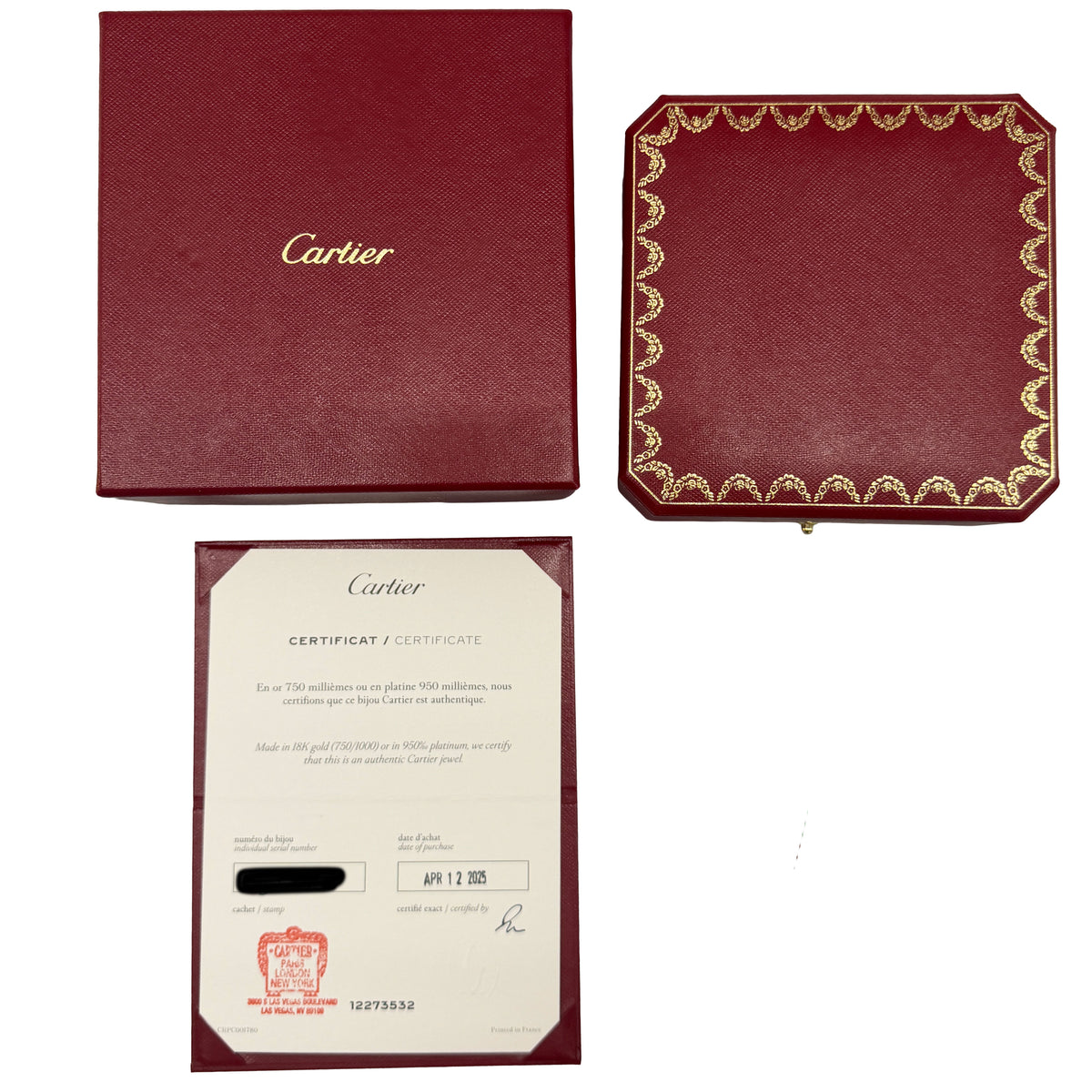 Cartier White Gold  Love Bracelet box
