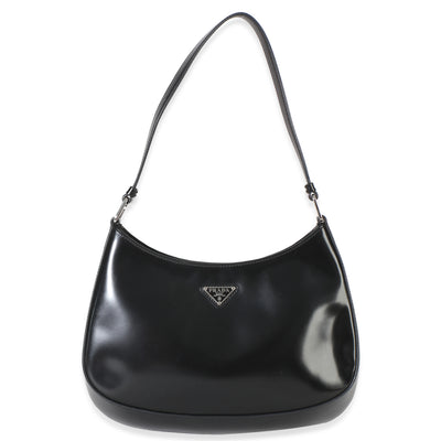 Prada Black Spazzolato Cleo Bag Handbag fv