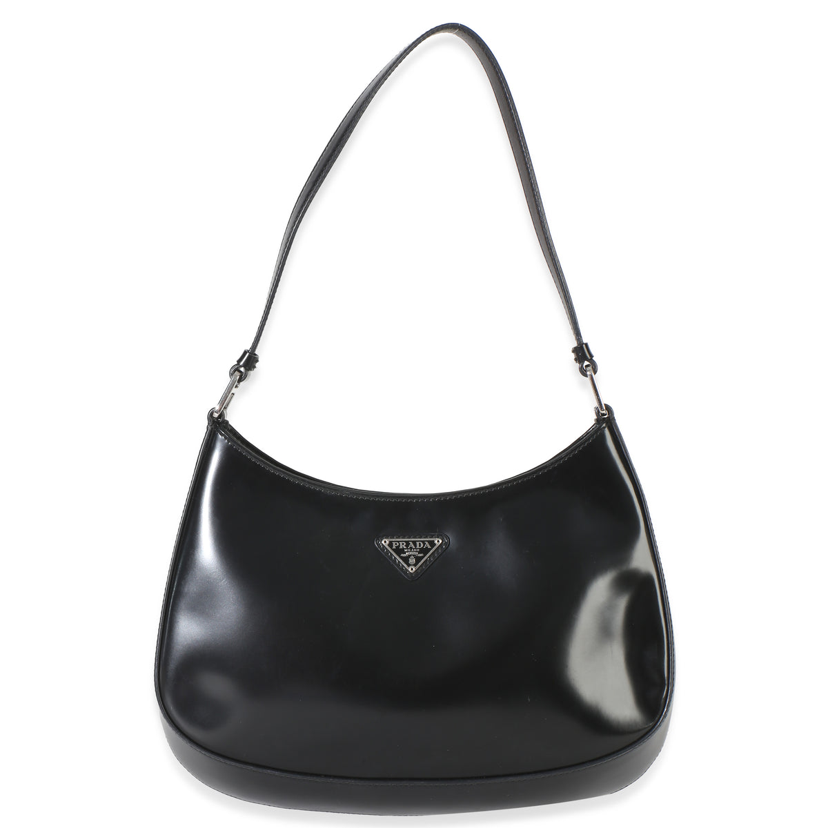 Prada Black Spazzolato Cleo Bag Handbag fv