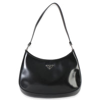 Prada Black Spazzolato Cleo Bag Handbag fv