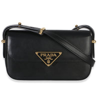 Prada Black Smooth Calfskin Triangle Logo Flap Bag Handbag id