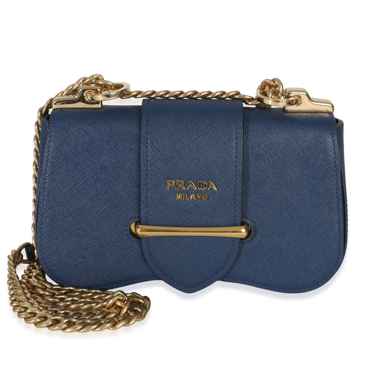 Prada Blue Saffiano Sidonie Chain Shoulder Bag Handbag id