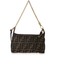 Fendi Brown Tobacco FF Zucca Canvas Vitello Elite Mini Pouch Crossbody Handbag id