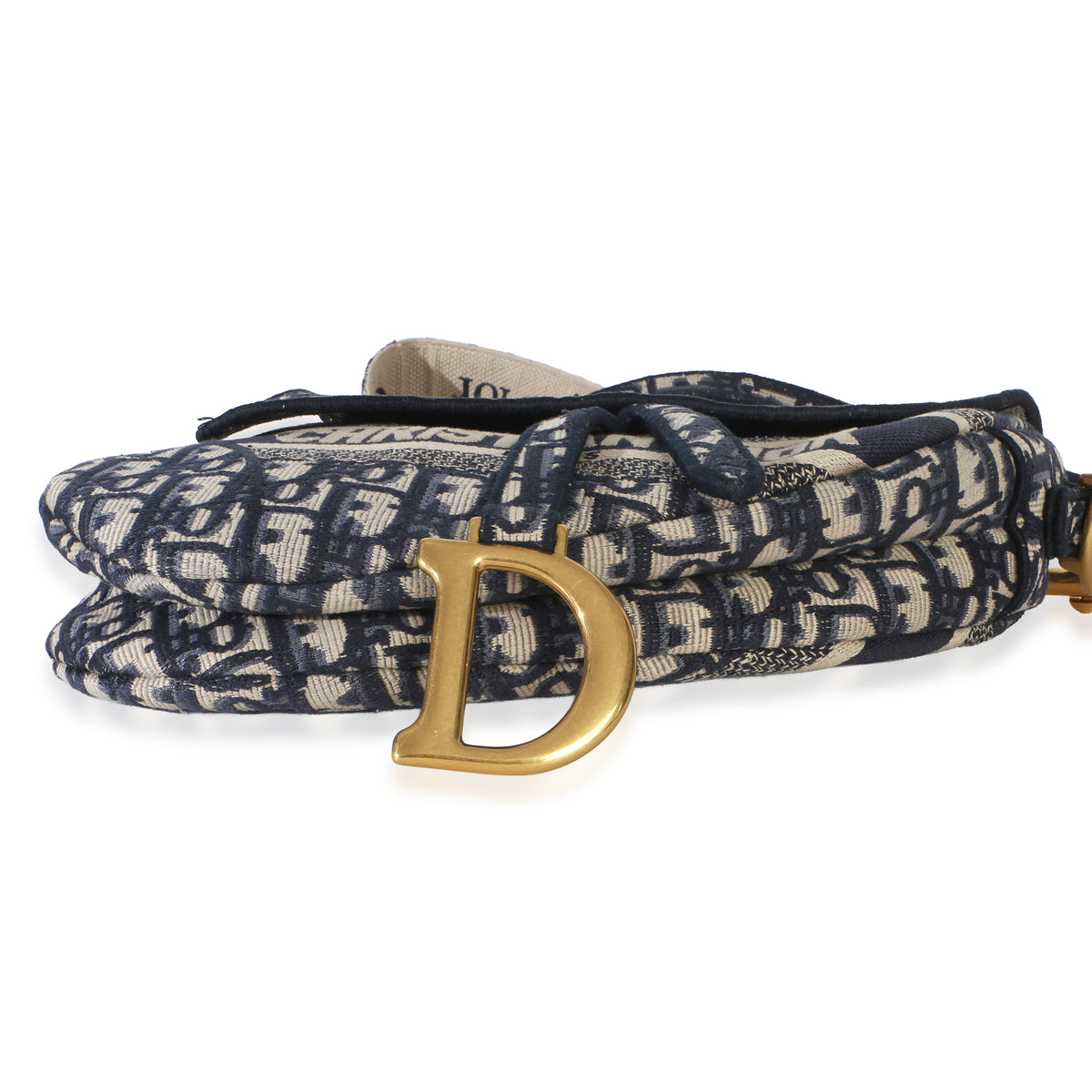 Christian Dior Blue Oblique Embroidered Medium Saddle Bag Handbag 5
