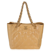 Chanel Beige Quilted Lambskin X Stitch CC Tote Handbag id