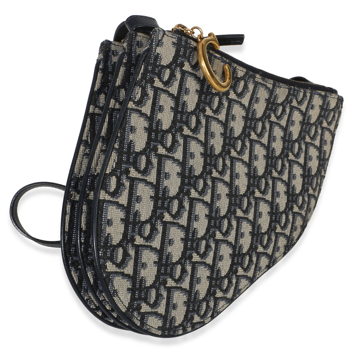 Christian Dior Navy Oblique Canvas Triple Saddle Pouch Handbag 3