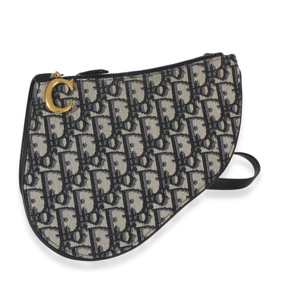 Christian Dior Navy Oblique Canvas Triple Saddle Pouch Handbag fv