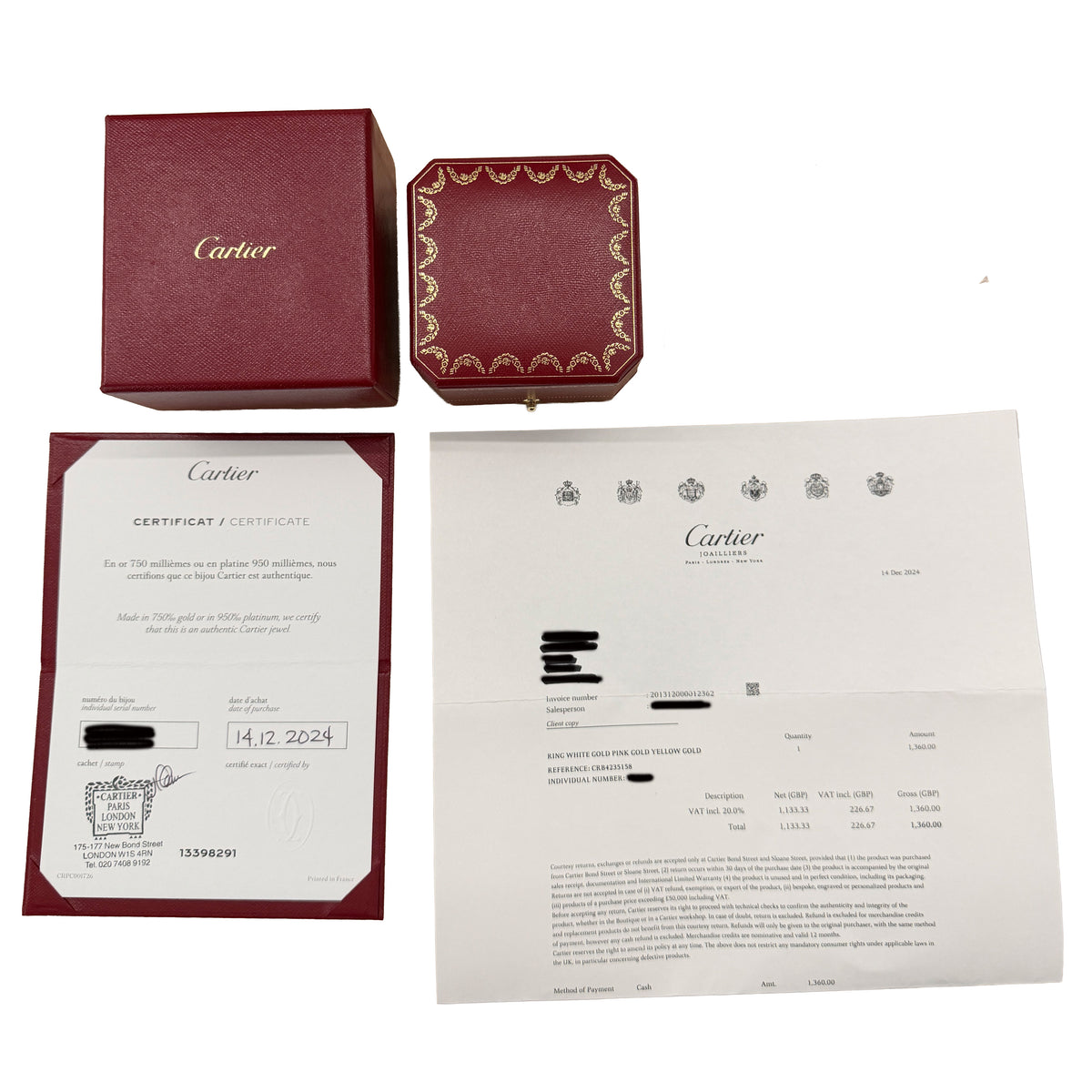Cartier 3 Tone Gold  Small Model Trinity Ring box