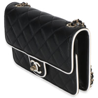 Chanel 26P Black White Quilted Lambskin Resin CC Flap Wallet On Chain Handbag 2