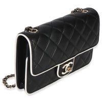 Chanel 26P Black White Quilted Lambskin Resin CC Flap Wallet On Chain Handbag 3