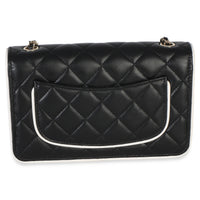 Chanel 26P Black White Quilted Lambskin Resin CC Flap Wallet On Chain Handbag 4