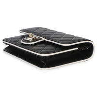 Chanel 26P Black White Quilted Lambskin Resin CC Flap Wallet On Chain Handbag 6
