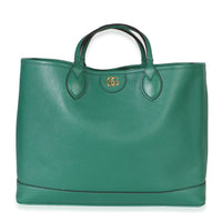 Gucci Green Textured Dollar Calfskin Medium Ophidia Tote Handbag id