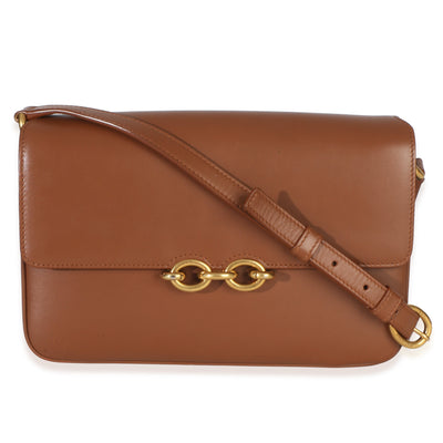 Saint Laurent Brown Smooth Calfskin Le Maillon Satchel Handbag fv