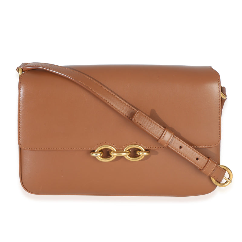 Saint Laurent Brown Smooth Calfskin Le Maillon Satchel Handbag id
