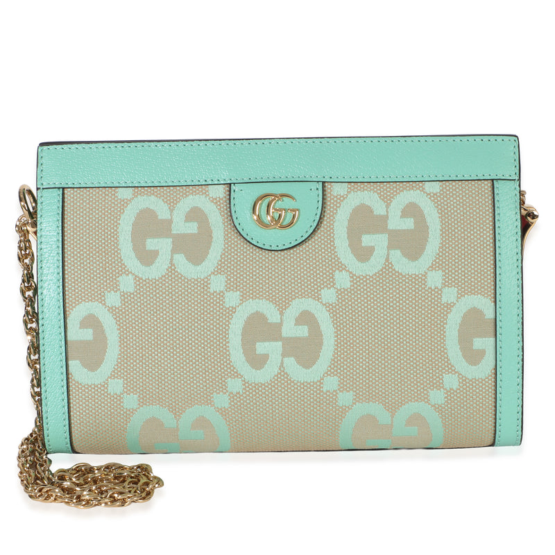 Gucci Light Green Monogram Jumbo GG Small Ophidia Chain Shoulder Bag Handbag id