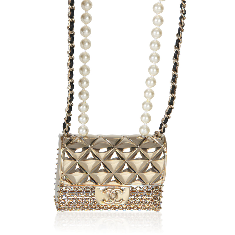 Chanel Gold Plated  2022 Runway Flap Bag Necklace fv