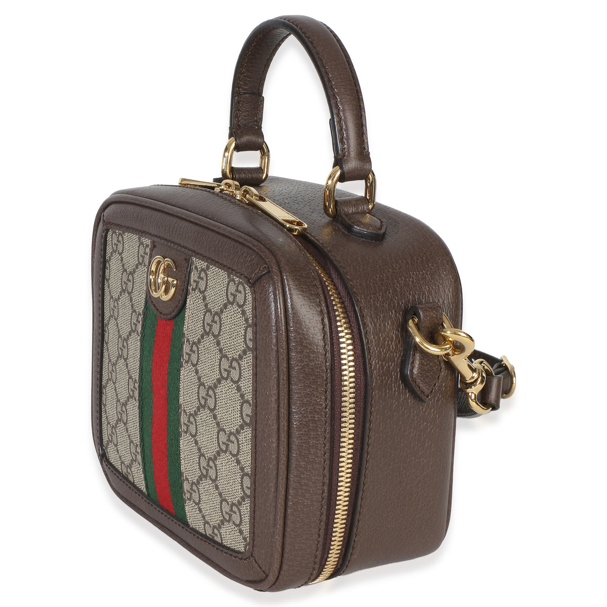 Gucci Beige Ebony GG Supreme Canvas Web Ophidia Mini Top Handle Shoulder Bag Handbag 2