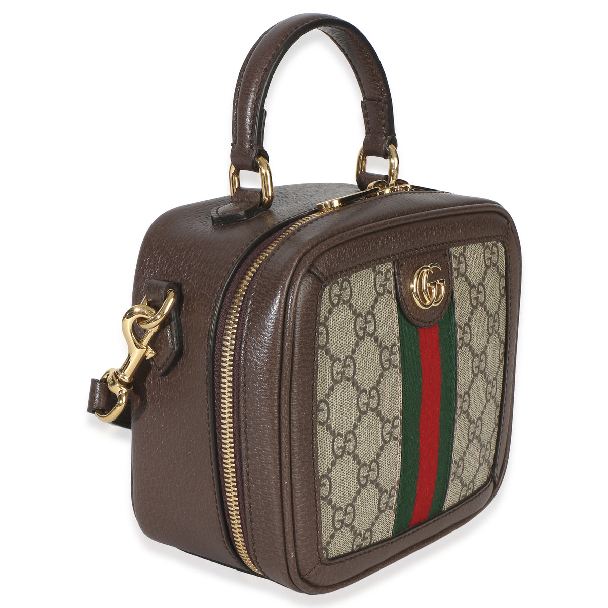 Gucci Beige Ebony GG Supreme Canvas Web Ophidia Mini Top Handle Shoulder Bag Handbag 3