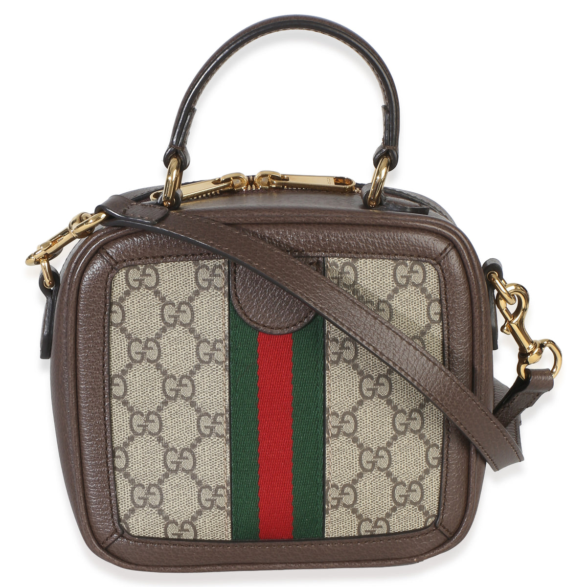 Gucci Beige Ebony GG Supreme Canvas Web Ophidia Mini Top Handle Shoulder Bag Handbag 4