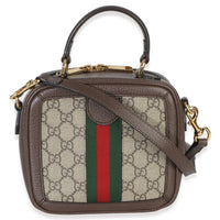 Gucci Beige Ebony GG Supreme Canvas Web Ophidia Mini Top Handle Shoulder Bag Handbag 4