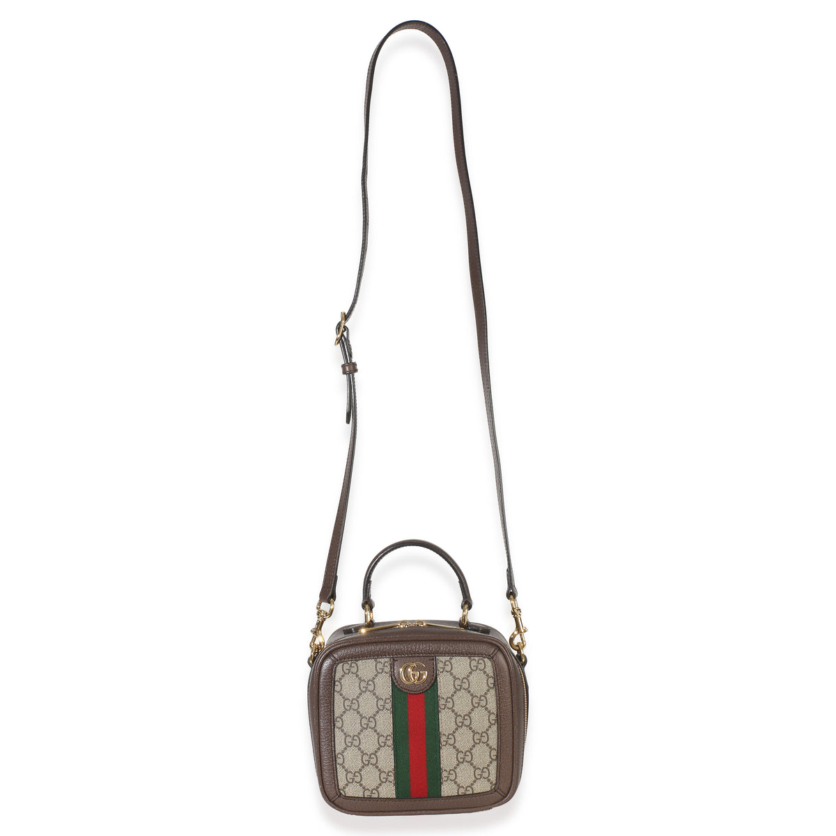 Gucci Beige Ebony GG Supreme Canvas Web Ophidia Mini Top Handle Shoulder Bag Handbag 8