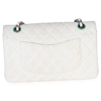 Chanel White Quilted Caviar Rainbow Medium Classic Double Flap Handbag Handbag 4