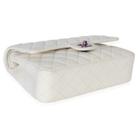Chanel White Quilted Caviar Rainbow Medium Classic Double Flap Handbag Handbag 7