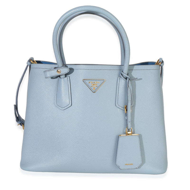 Prada Light Blue Saffiano Cuir Medium Double Tote Handbag id