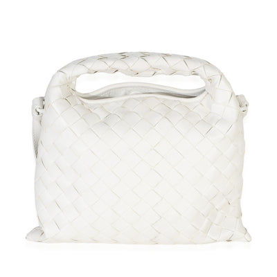 Bottega Veneta Off White Nappa Intrecciato Mini Hop Hobo Handbag fv
