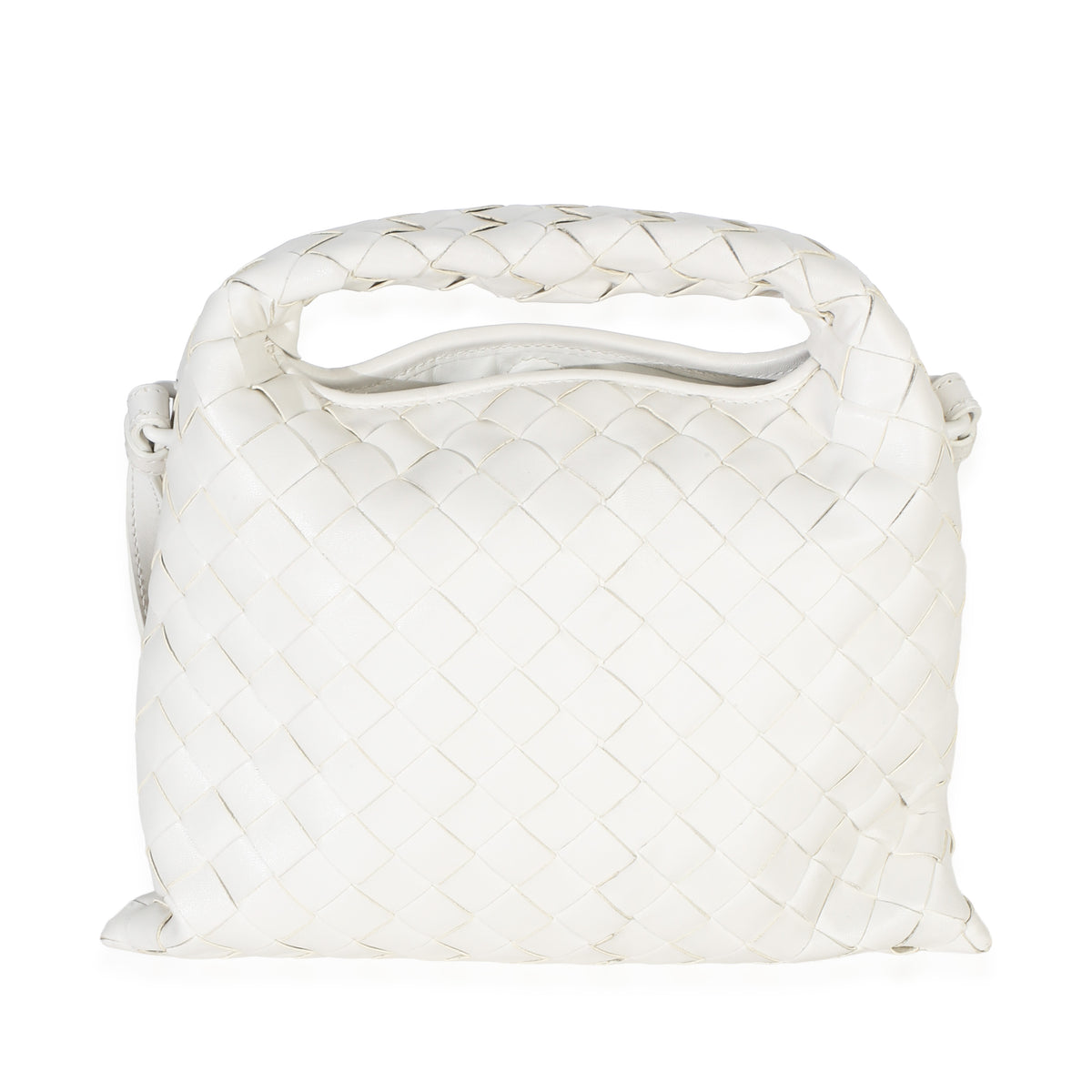 Bottega Veneta Off White Nappa Intrecciato Mini Hop Hobo Handbag fv