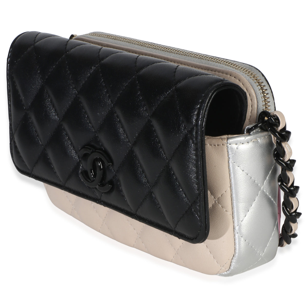 Chanel Black Multicolor Color Burst Clutch On Chain Handbag 2