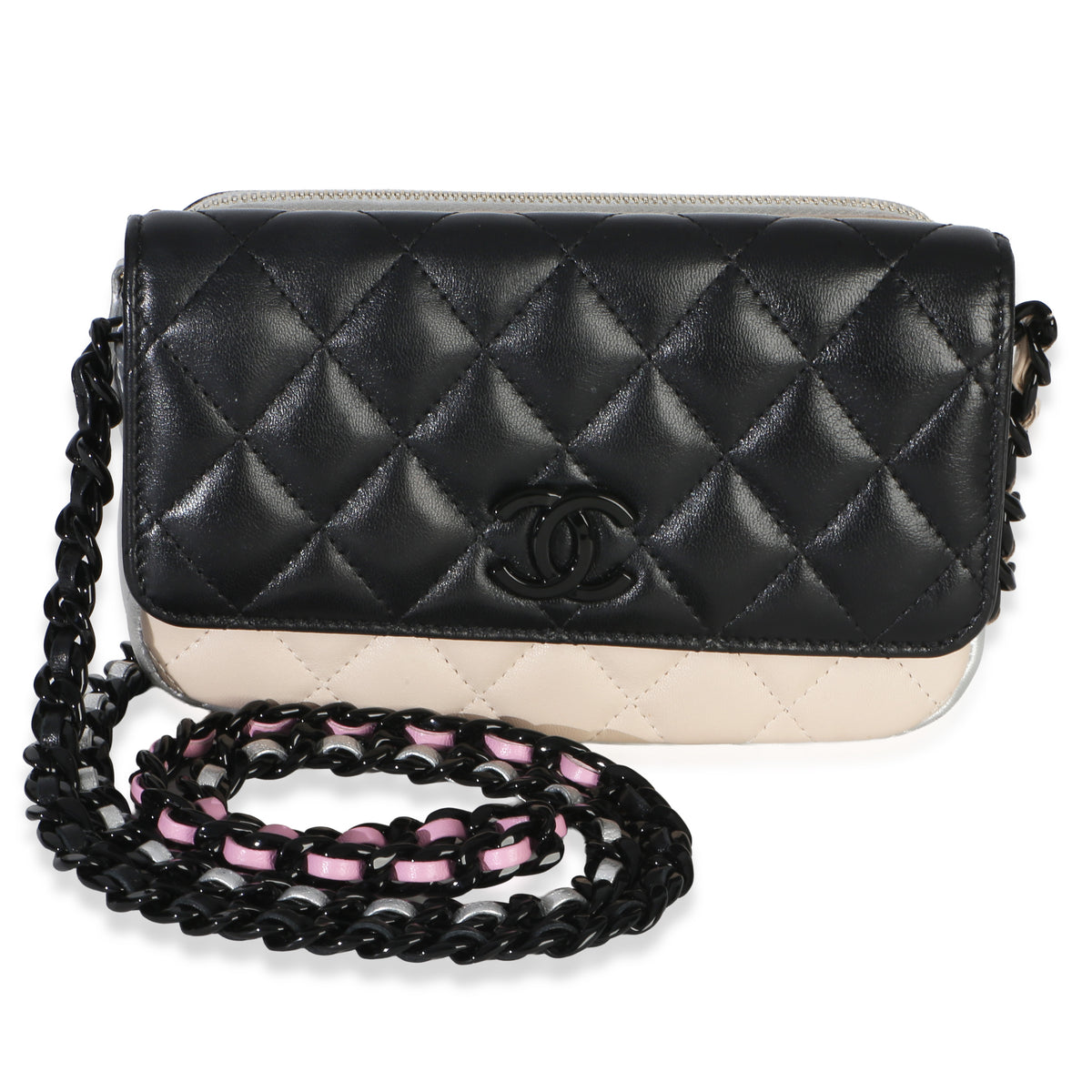 Chanel Black Multicolor Color Burst Clutch On Chain Handbag fv