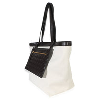 Bottega Veneta Beige Brown Canvas Mix Nappa Intrecciato Medium Flip Flap Tote Handbag 2