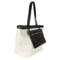 Bottega Veneta Beige Brown Canvas Mix Nappa Intrecciato Medium Flip Flap Tote Handbag 3