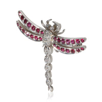 Tiffany & Co. Platinum Ruby and Diamond Dragonfly Brooch sv