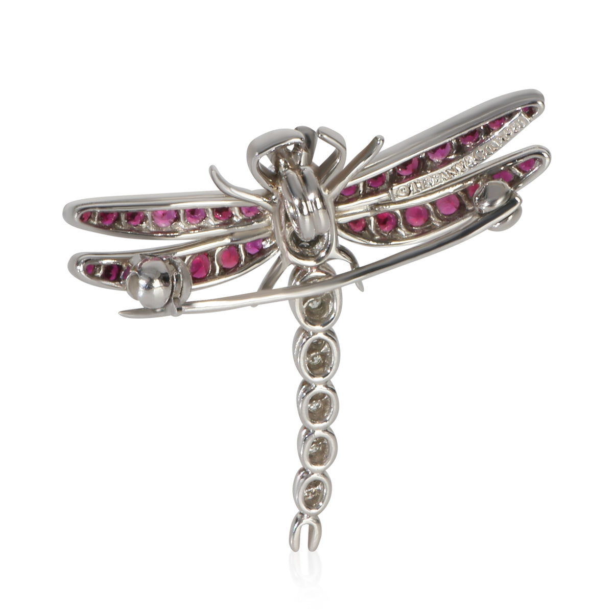 Tiffany & Co. Platinum Ruby and Diamond Dragonfly Brooch pv