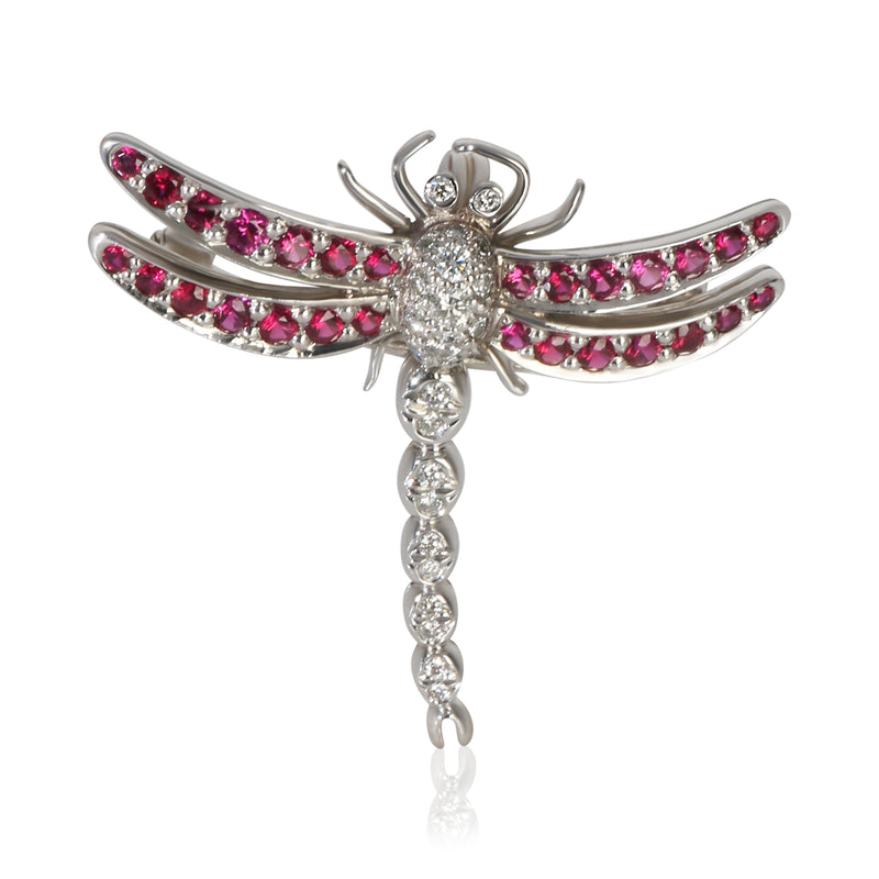 Tiffany & Co. Platinum Ruby and Diamond Dragonfly Brooch fv