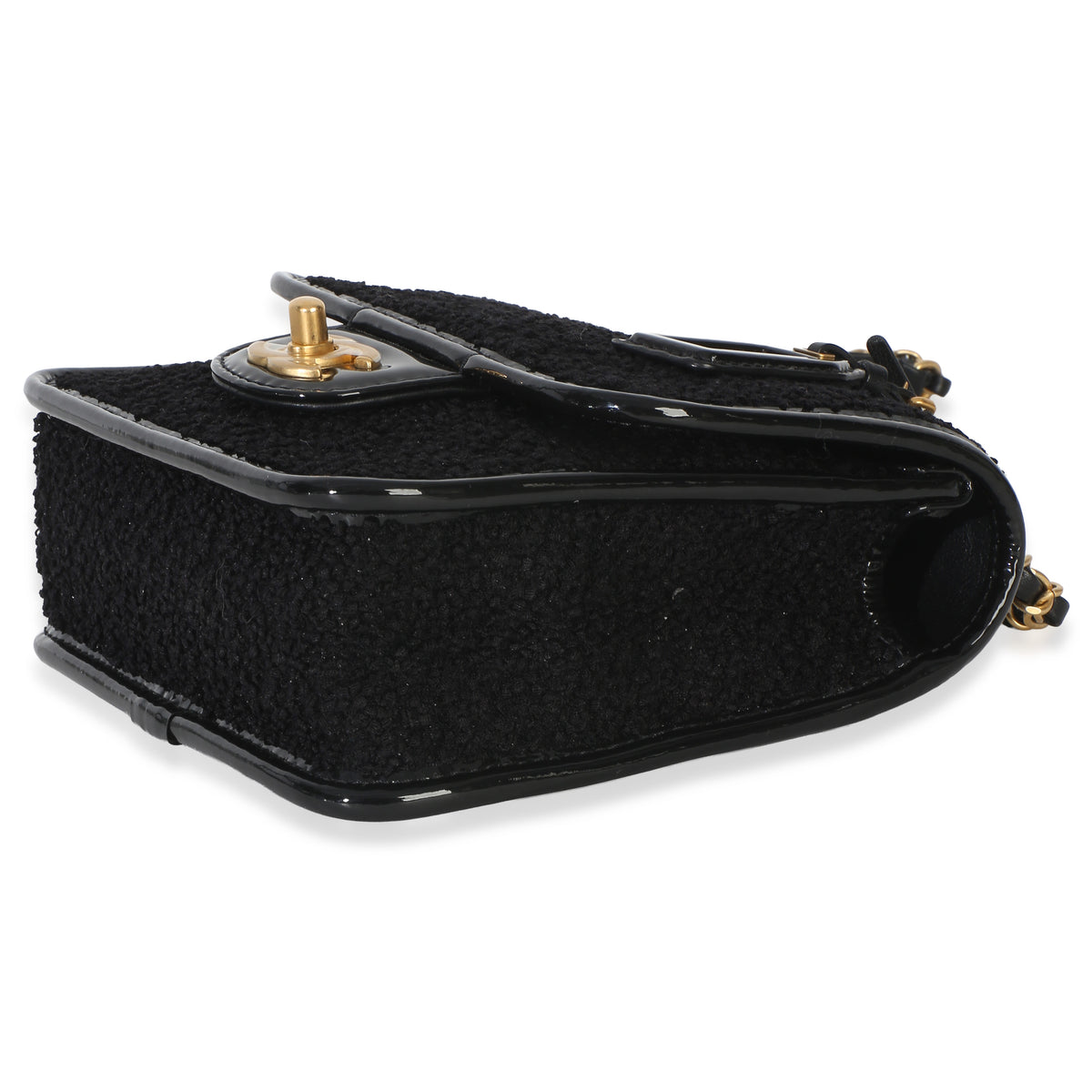Chanel Black Tweed Patent School Memory Mini Top Handle Flap Bag Handbag 6