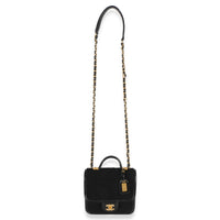 Chanel Black Tweed Patent School Memory Mini Top Handle Flap Bag Handbag 8