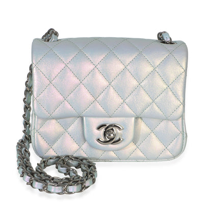 Chanel Light Blue Iridescent Lambskin Quilted Mini Square Flap Bag Handbag id