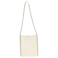 Chanel White Quilted Calfskin Small Chain Flat Tote Handbag 4