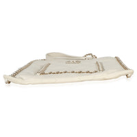 Chanel White Quilted Calfskin Small Chain Flat Tote Handbag 5