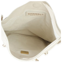 Chanel White Quilted Calfskin Small Chain Flat Tote Handbag 8