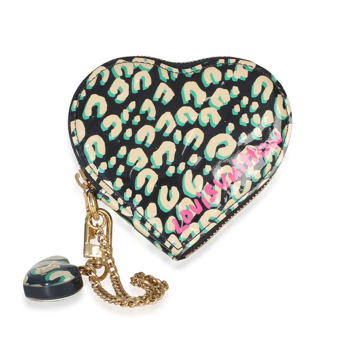 Louis Vuitton Bleu Infini Leopard Vernis Heart Coin Purse Handbag id