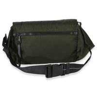 Prada Green Tessuto Logo Stripe Buckle Messenger Bag Handbag 4