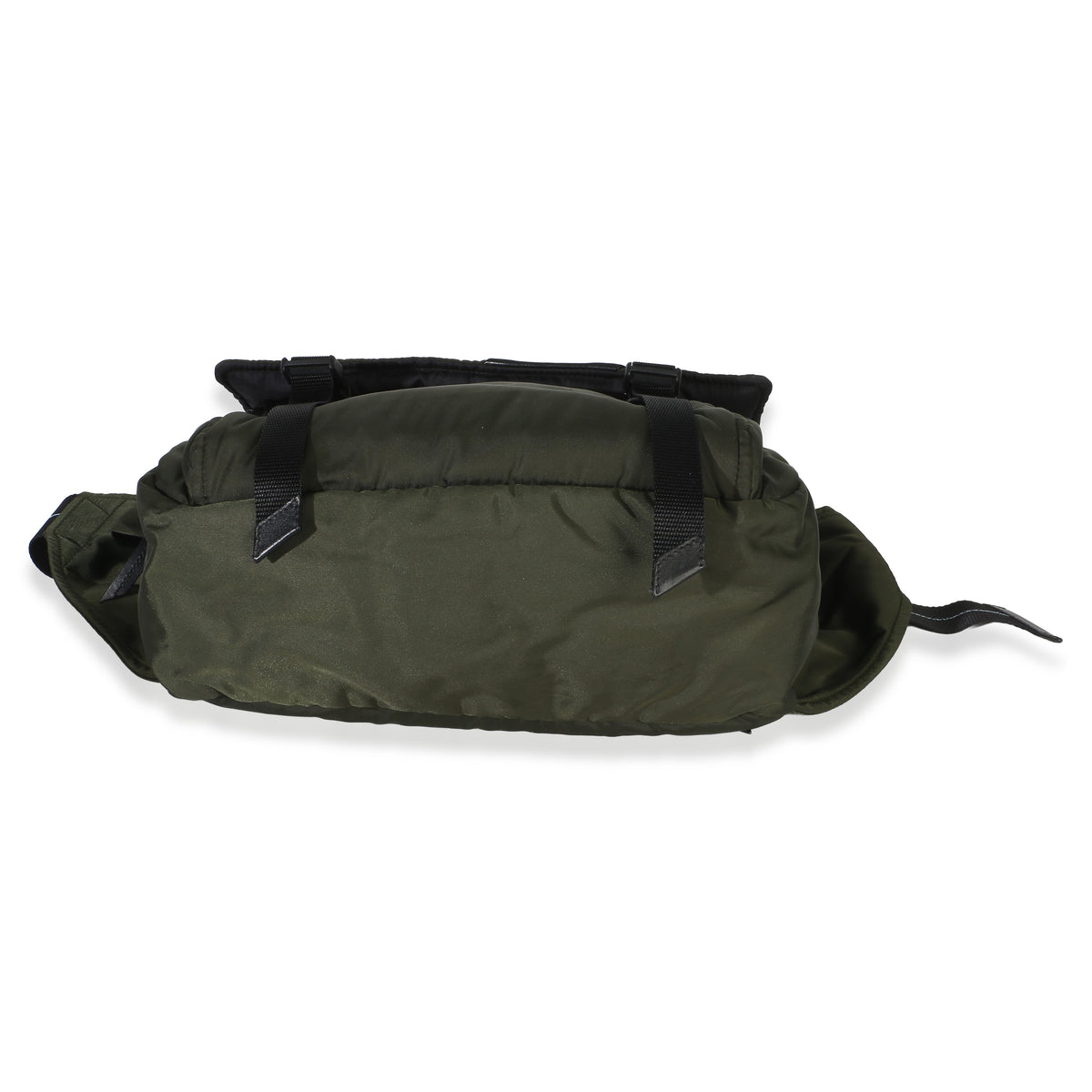 Prada Green Tessuto Logo Stripe Buckle Messenger Bag Handbag 5