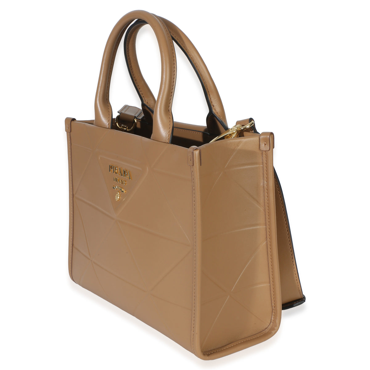 Prada Dark Beige Soft Calfskin Triangolo Symbole Mini Tote Handbag 2