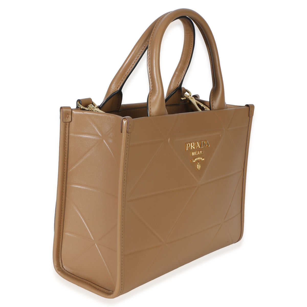 Prada Dark Beige Soft Calfskin Triangolo Symbole Mini Tote Handbag 3