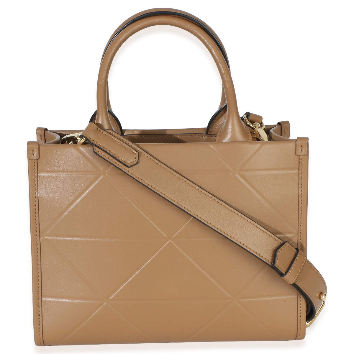 Prada Dark Beige Soft Calfskin Triangolo Symbole Mini Tote Handbag 4